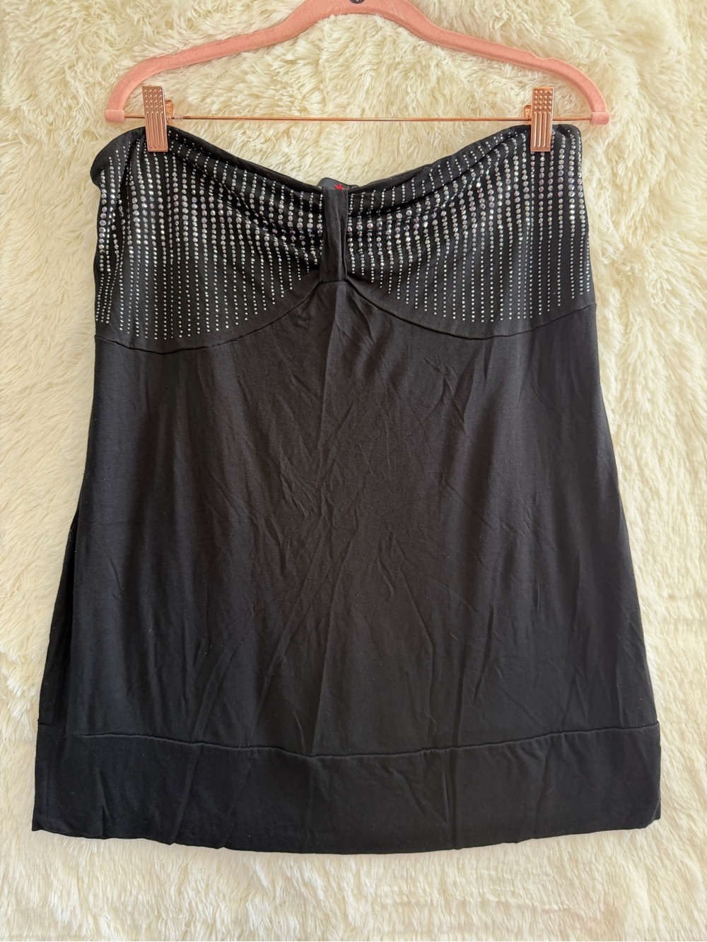 MxM Womens Babydoll Strapless Top Size 1X Black Diamond Studded Going Out Grunge